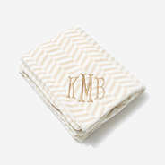 Personalized Plush Blanket in Neutral Herringbone