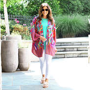 pink island sunset short duster full body