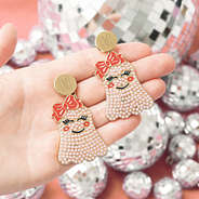 monogrammed ghost earrings with discos