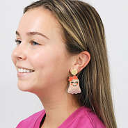 personalized ghost earrings in ears