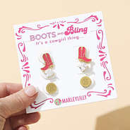 monogrammed western earrings on card