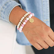 monogrammed love you more bracelets on wrist