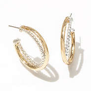 gold and silver cable hoop earrings studio shot