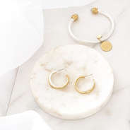 gold and silver cable hoop earrings with cable bracelet