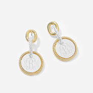 Monogrammed Cable Drop Earrings in Silver/Gold