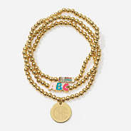 monogrammed teacher bracelet stack in gold