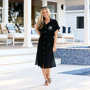 Gauzy Midi Dress on the patio