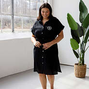 Monogrammed Gauzy Midi Dress in the studio