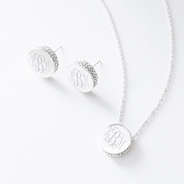 silver pave necklace with pave earrings