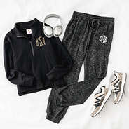 heathered charcoal joggers flatlay