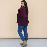 back of plum peplum top