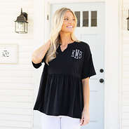 black peplum top on ashley