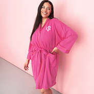 hot pink waffle robe on julia