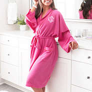 hot pink waffle robe on meg