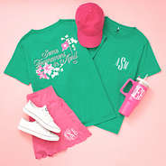 green golf tournament t-shirt front and back flatlay