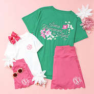 green golf tournament t-shirt mom and me flatlay