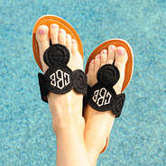 black crochet sandals at pool