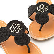 black crochet sandals studio shot up close