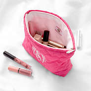 interior shot of heart cosmetic bag