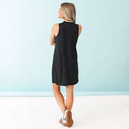 black quarter zip dress on ashley back view