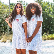 Besties with Blue Floral Monogrammed Ruffle Dress