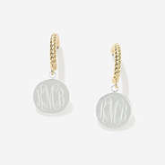 Monogrammed Cable Hoop Earrings in Silver & Gold