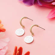 cable hoop earrings with flowers