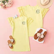 mom and me monogrammed flutter sleeve tops in soft yellow
