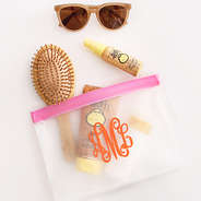 sunscreen in airtight monogrammed bags