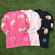 hot pink light pink black football and baseball sequin sweatshirts