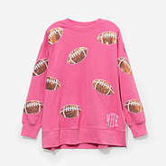 monogrammed sequin sports sweatshirt in hot pink football