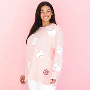 light pink sequin sports sweatshirt on julia