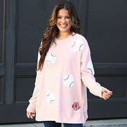 light pink sequin sports sweatshirt on peyton