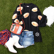 football sequin sports sweatshirt flatlay