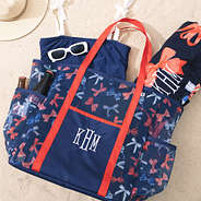 americana bows monogrammed mesh tote on sand
