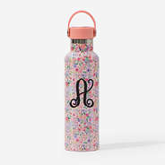 Personalized Water Bottle in Coral Floral