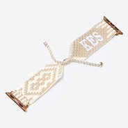 personalized smart watch band in tan and white