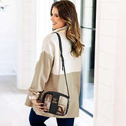 black wofford terriers clear stadium crossbody with pullover tunic