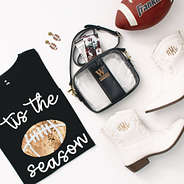 wofford terriers black clear stadium crossbody with football earrings and shirt