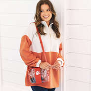 orange pullover tunic and clemson tiger clear stadium crossbody