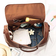 brown weekend travel bag inside shot