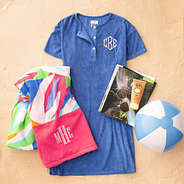 personalized blue terry cover up dress with beach towel