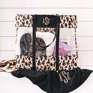 classic cheetah monogrammed beach tote with towel