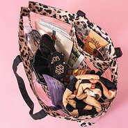 inside of monogrammed beach clear classic cheetah tote