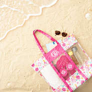 painted petals clear beach tote