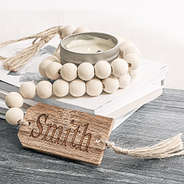 monogrammed wood bead garland with name