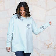 ice blue faith sweatshirt on peyton