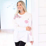 white personalized faith sweatshirt on ashley
