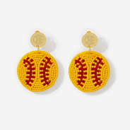 Monogrammed Softball Earrings in Yellow