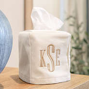 personalized tissue box next to lamp